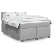 Elegant Dark Grey Queen Box Spring Bed with Comfortable Mattress  Modern Fabric Design