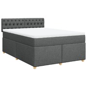 Modern and Comfortable Dark Grey Box Spring Bed with Mattress in Double Fabric