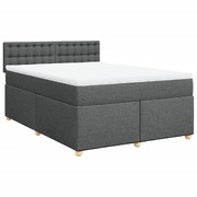 Durable Box Spring Bed with Mattress in Dark Grey Double Fabric