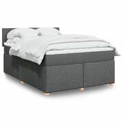 Dark Grey Queen Box Spring Bed with Mattress  Luxury Comfort and Modern