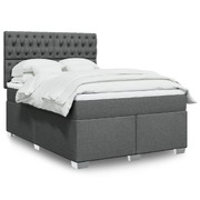 Modern - Dark Grey Double Fabric Box Spring Bed with Mattress