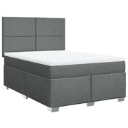 Elegant Dark Grey Queen Fabric Box Spring Bed with Mattress