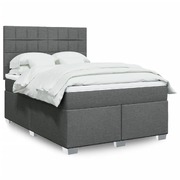 Dark Grey Queen Box Spring Bed with Mattress  Comfortable and Durable