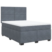 Box Spring Bed with Mattress Bedstead Double Bed Dark Grey Queen Velvet