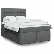 Sleep in Style with a Dark Grey Queen Box Spring Bed with Mattress in Elegant Fabric