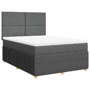 Stylish Box Spring Bed with Mattress Bedstead Double Bed Dark Grey Queen Fabric