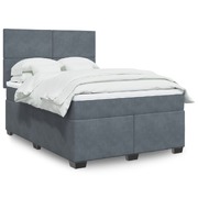 Elegant Dark Grey Velvet Double Box Spring Bed with Premium Mattress