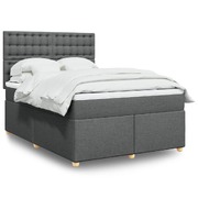 Durable Dark Grey Queen Box Spring Bed with Premium Mattress