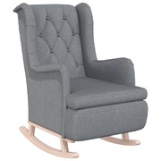 Armchair with Solid Rubber Wood Rocking Legs Dark Grey Fabric Rocker