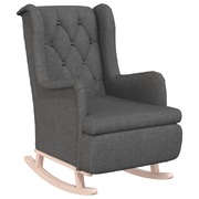 Armchair with Solid Rubber Wood Rocking Legs Dark Grey Fabric Rocker 