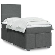 Elegant Dark Grey King Single Box Spring Bed with Mattress  Stylish Fabric Design