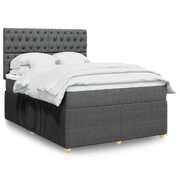 Sleep in Comfort with a Dark Grey Box Spring Bed and Double Fabric Mattress