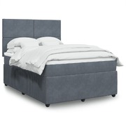 Sleek and Comfortable Dark Grey Queen Velvet Box Spring Bed with Mattress