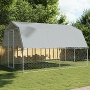 Dog Cages 2 pcs with Roof and Door Silver