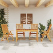 5 Pcs Garden Dining Set Solid Wood Acacia