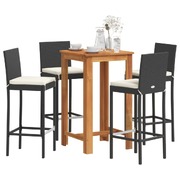 5 Piece Garden Bar Set Black Solid Wood Acacia