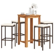 5-Piece Garden Bar Set Brown Solid Wood Acacia