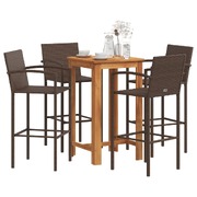 5 Piece Garden Bar Set Brown Solid Wood Acacia