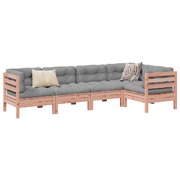 5 Piece Garden Sofa Set with Cushions Solid Wood