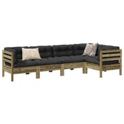 5-Piece Garden Sofa Set with Cushions Impregnated Wood Pine
