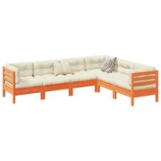 6-Piece Garden Sofa Set with Cushions Wax Brown