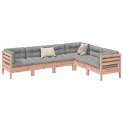 6-Piece Garden Sofa Set with Cushions Solid Wood Douglas Fir