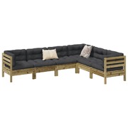 6-Piece Garden Sofa Set with Cushions Impregnated Wood Pine