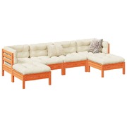 6-Piece Garden Sofa Set with Cushions Wax Brown Solid Wood Pine