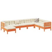 8 Piece Garden Sofa Set with Cushions Wax Brown Solid Wood Pine