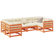6 Piece Garden Sofa Set with Cushions Wax Brown