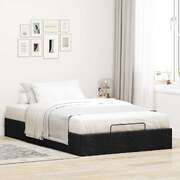 Sleek Black Fabric Ottoman Bed Frame King Single  No Mattress Included