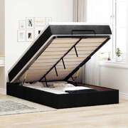 Stylish Black Ottoman Bed with Mattress in King Single Fabric Design