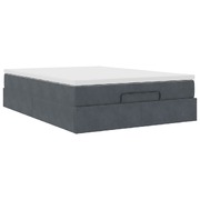 Elegant Dark Grey Ottoman Bed with Mattress: Perfect Double Velvet Design