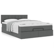 Elegant Dark Grey Ottoman Bed with Mattress  Queen Size Fabric