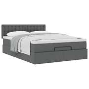 Sleek Ottoman Bed with Mattress in Dark Grey Double Fabric