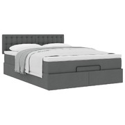 Ottoman Bed with Mattress in Dark Grey Fabric for Queen-Sized Comfort