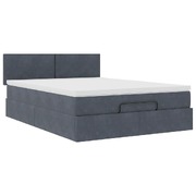 Luxury Ottoman Bed Dark Grey Velvet Queen with Mattress