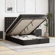 Ottoman Bed with Mattress Home Bed Base Bed Frame Black Double