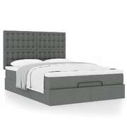 Elegant Ottoman Bed with Mattress in Dark Grey Queen Fabric  Perfect for Bedroom