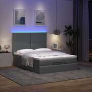 Dark Grey Queen Ottoman Bed with Mattress & LEDs for Ultimate Bedroom Elegance