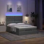 Sleek Dark Grey Ottoman Bed with Mattress & LEDs Double Fabric Style and Comfort