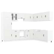 14 Piece Kitchen Cabinet Set Kalmar White Engineered Wood - Stylish