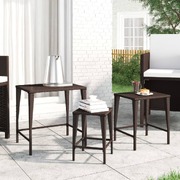 Versatile 3-Piece Garden Nesting Tables in Brown Poly Rattan for Elegant