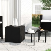 Stylish Black Poly Rattan Garden Side Tables Set of 3  Perfect for Outdoor