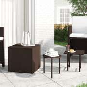 Versatile 3-Piece Brown Poly Rattan Side Tables for Garden and Patio