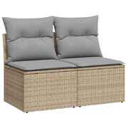 4 Piece Garden Sofa Set with Cushions Beige Poly Rattan Acacia 