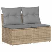 4 Piece Garden Sofa Set with Cushions Beige Poly Rattan Acacia