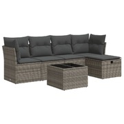 Garden Sofa Set with Cushions Modular Sofa 6 Pcs Grey Poly Rattan - Versatile and Stylish