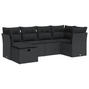 Garden Sofa Set with Cushions Modular Sofa 6 Piece Black Poly Rattan - Stylish & Versatile