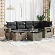 7 Piece Garden Sofa Set with Cushions Grey Poly Rattan - Modern Comfort